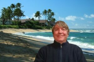 William Eastwood on the beach in Hawaii
